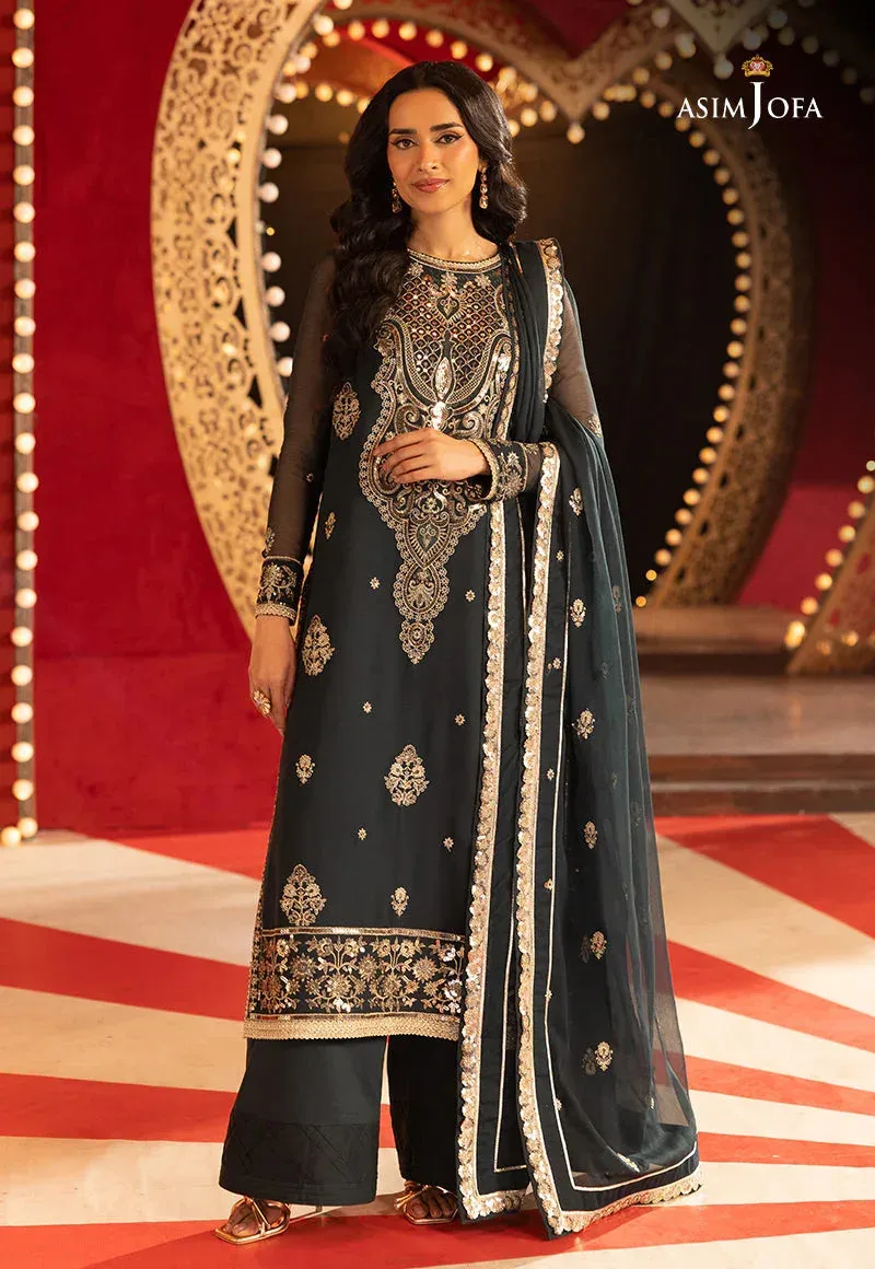 Asim Jofa Festive Collection 25 Teal Chiffon – view 1 – Poshaq