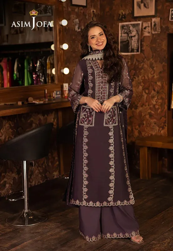 Asim Jofa Festive Collection 25 Magenta Chiffon – view 1 – Poshaq