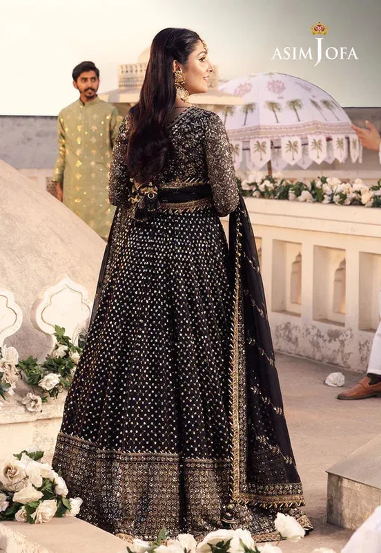 Asim Jofa Shehnai Festive Collection Black Chiffon – view 1 – Poshaq