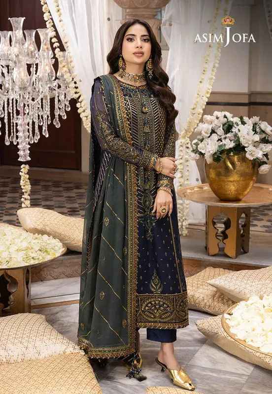 Asim Jofa Shehnai Festive Collection Blue Organza – view 1 – Poshaq
