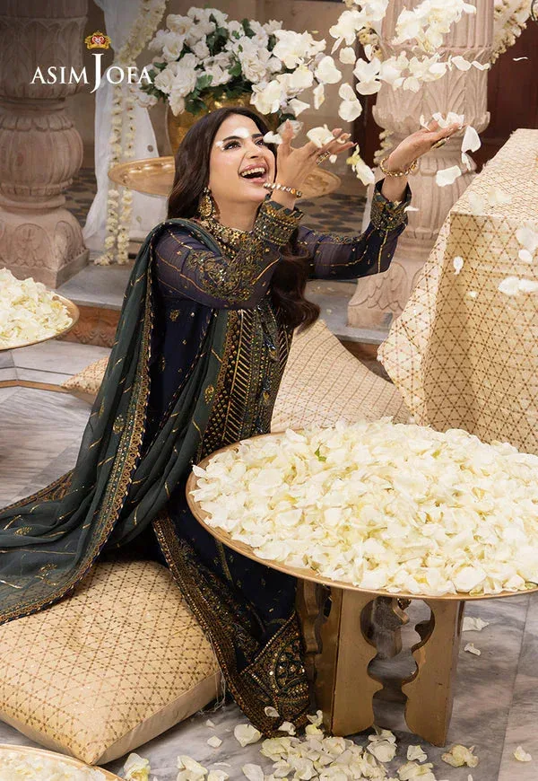Asim Jofa Shehnai Festive Collection Blue Organza – view 3 – Poshaq