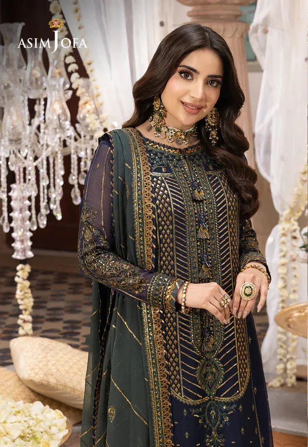 Asim Jofa Shehnai Festive Collection Blue Organza – view 4 – Poshaq