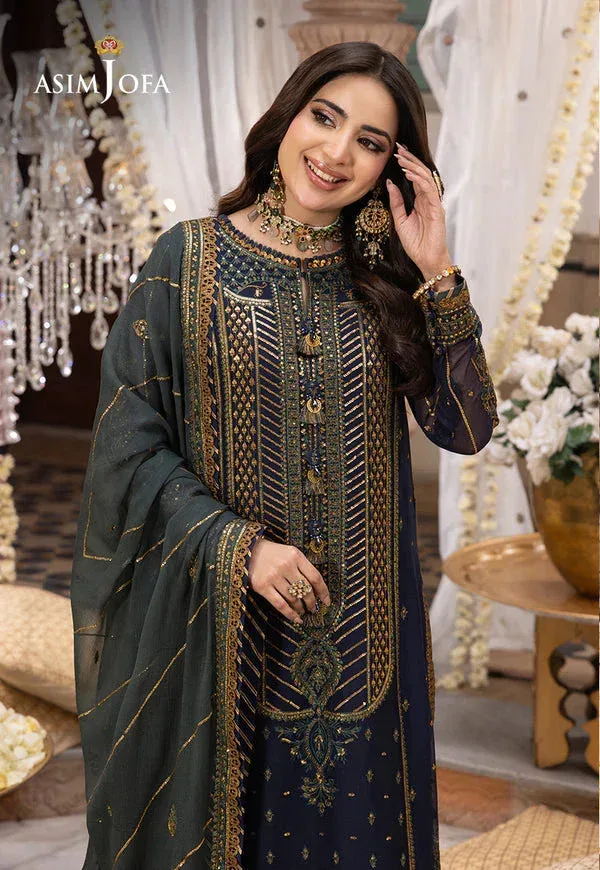 Asim Jofa Shehnai Festive Collection Blue Organza – view 6 – Poshaq
