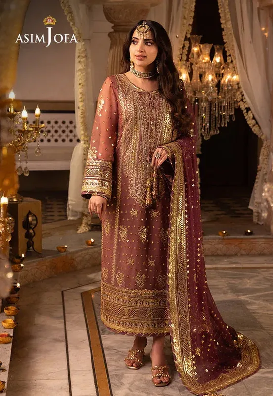 Asim Jofa Shehnai Festive Collection Pink Organza – view 1 – Poshaq