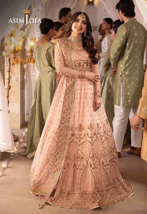 Asim Jofa Shehnai Festive Collection Peach Silk – view 1 – Poshaq