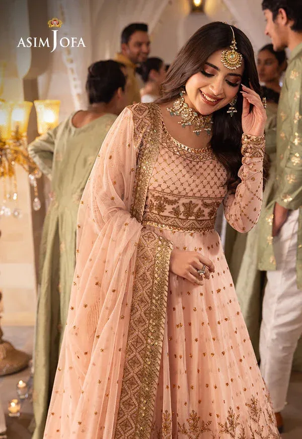 Asim Jofa Shehnai Festive Collection Peach Silk – view 2 – Poshaq