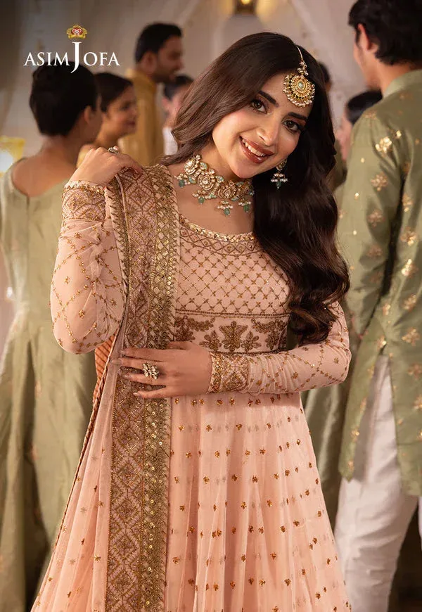 Asim Jofa Shehnai Festive Collection Peach Silk – view 4 – Poshaq