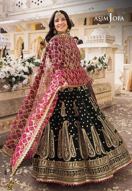 Asim Jofa Shehnai Festive Collection Green Chiffon – view 1 – Poshaq
