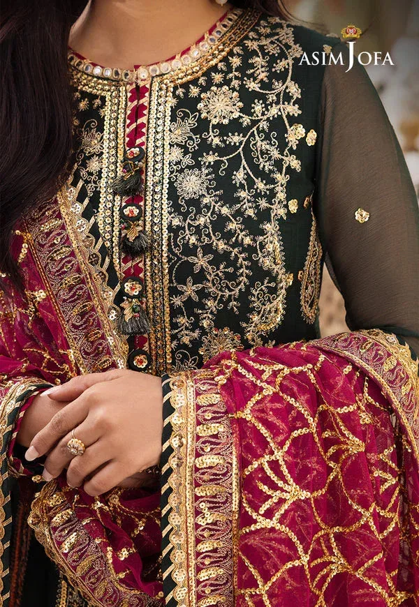 Asim Jofa Shehnai Festive Collection Green Chiffon – view 3 – Poshaq