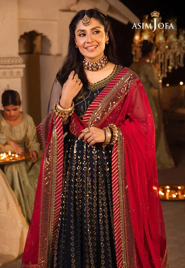 Asim Jofa Shehnai Festive Collection Blue Silk – view 10 – Poshaq