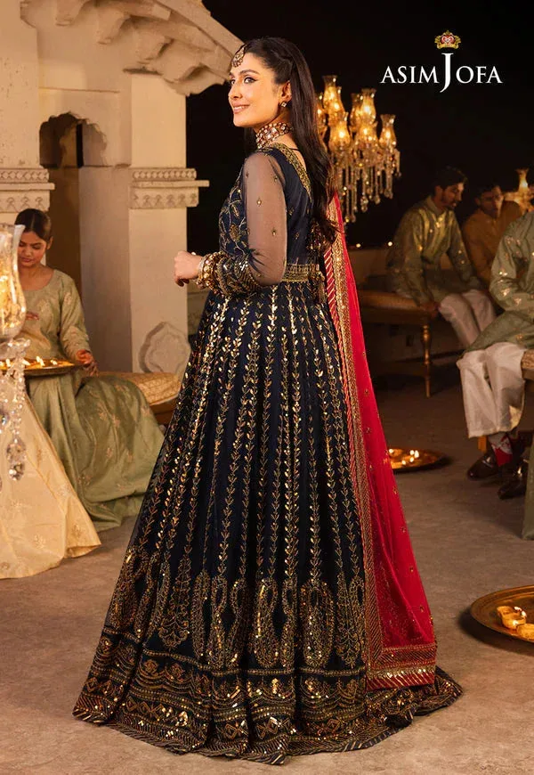 Asim Jofa Shehnai Festive Collection Blue Silk – view 2 – Poshaq