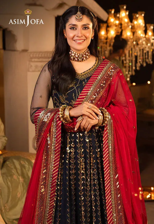 Asim Jofa Shehnai Festive Collection Blue Silk – view 3 – Poshaq