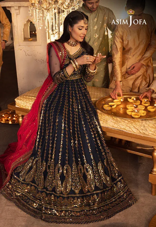Asim Jofa Shehnai Festive Collection Blue Silk – view 4 – Poshaq