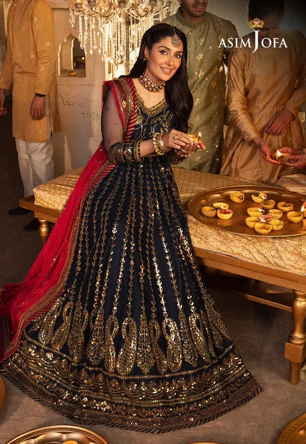 Asim Jofa Shehnai Festive Collection Blue Silk – view 5 – Poshaq