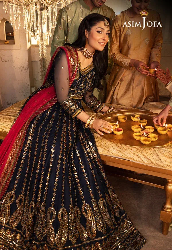 Asim Jofa Shehnai Festive Collection Blue Silk – view 6 – Poshaq