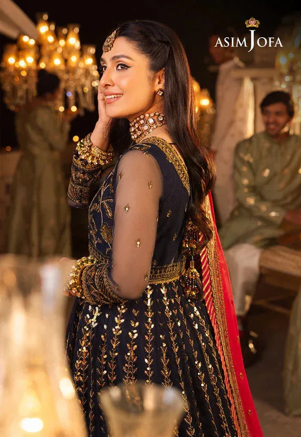 Asim Jofa Shehnai Festive Collection Blue Silk – view 7 – Poshaq