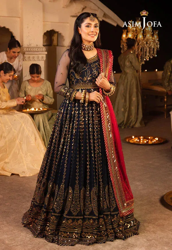 Asim Jofa Shehnai Festive Collection Blue Silk – view 8 – Poshaq