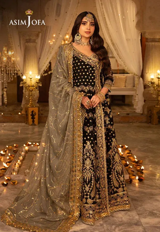 Asim Jofa Shehnai Festive Collection Black Chiffon – view 1 – Poshaq