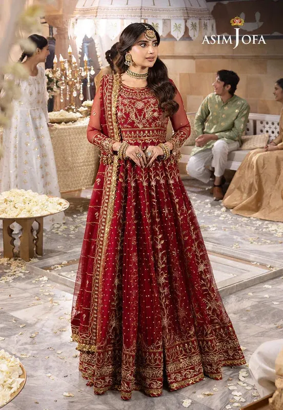 Asim Jofa Shehnai Festive Collection Red Silk – view 1 – Poshaq