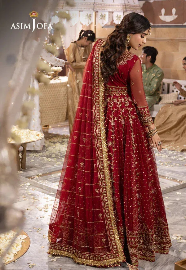 Asim Jofa Shehnai Festive Collection Red Silk – view 2 – Poshaq