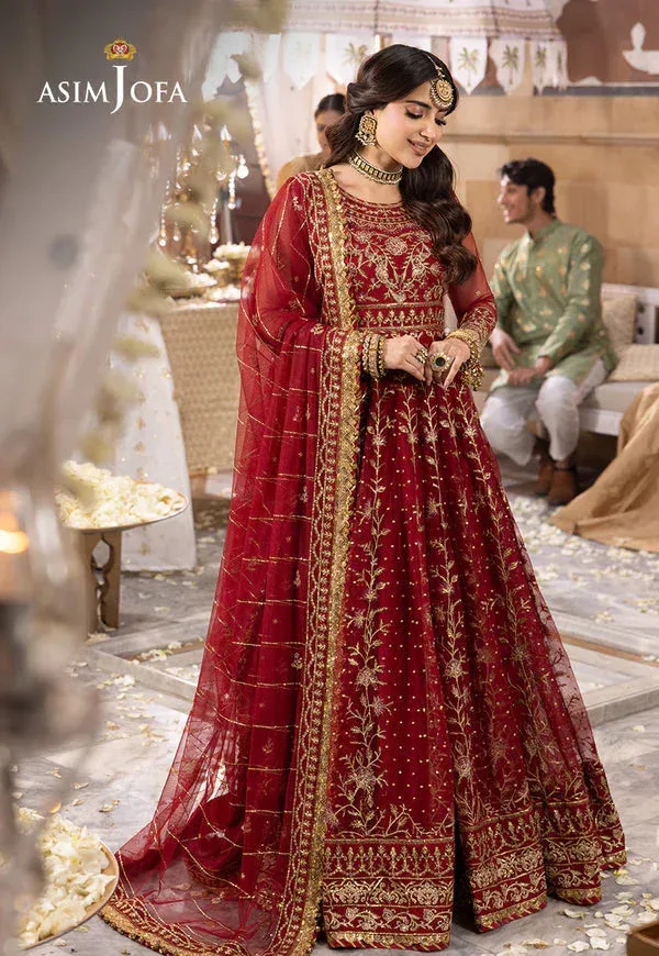 Asim Jofa Shehnai Festive Collection Red Silk – view 3 – Poshaq