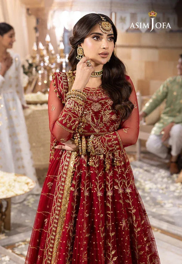 Asim Jofa Shehnai Festive Collection Red Silk – view 4 – Poshaq