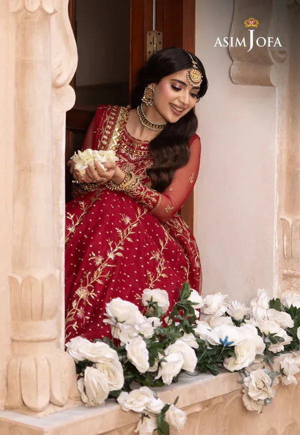 Asim Jofa Shehnai Festive Collection Red Silk – view 7 – Poshaq