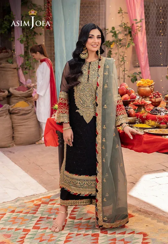 Asim Jofa Pyaar Diyan Gallan Formals Black Organza – view 1 – Poshaq