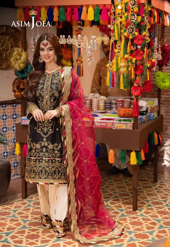 Asim Jofa Pyaar Diyan Gallan Formals Black Organza – view 1 – Poshaq