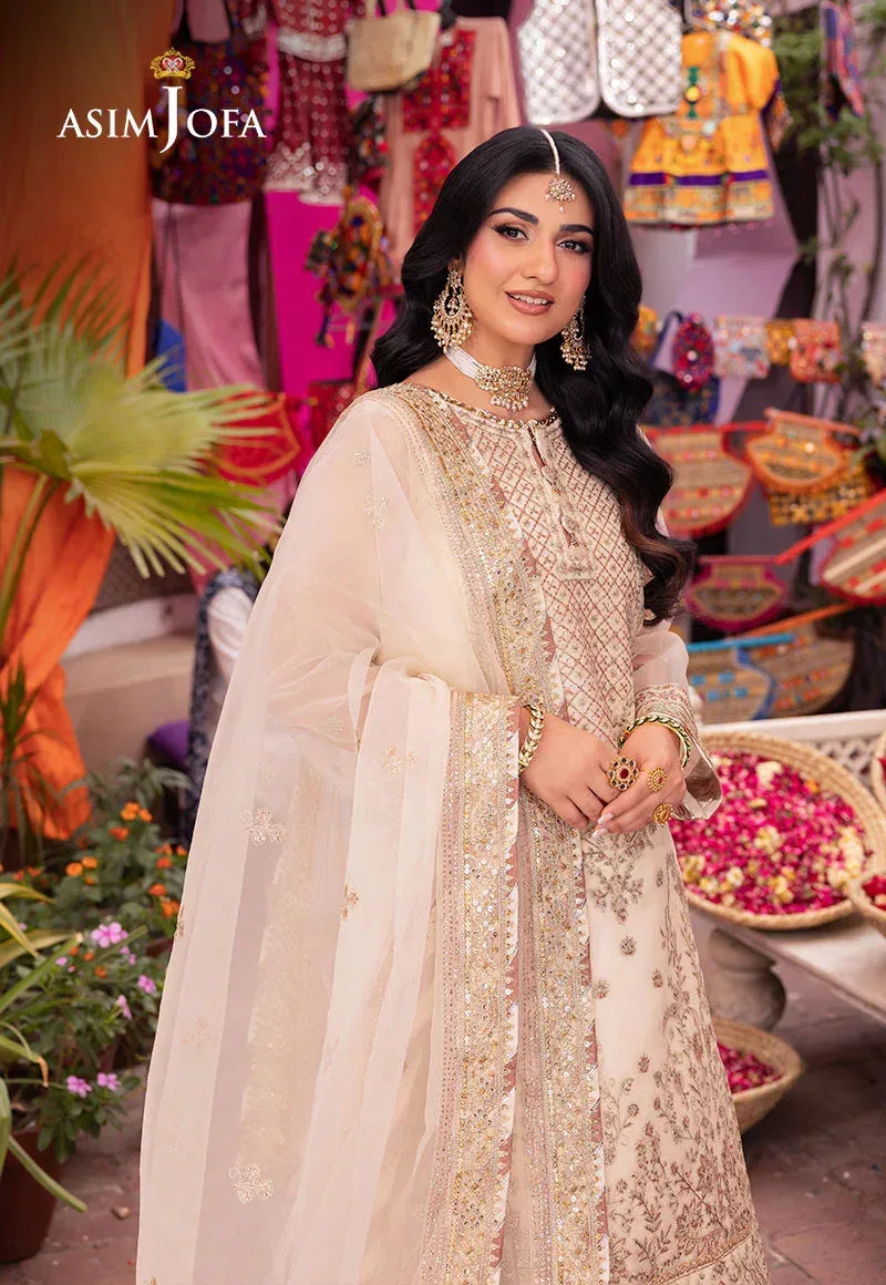 Asim Jofa Pyaar Diyan Gallan Formals Peach Organza – view 3 – Poshaq