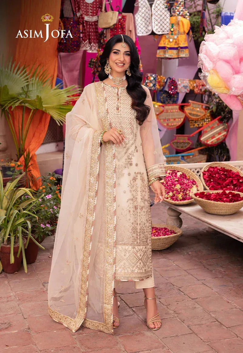 Asim Jofa Pyaar Diyan Gallan Formals Peach Organza – view 4 – Poshaq