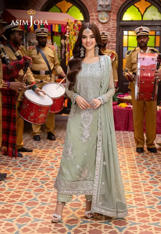 Asim Jofa Pyaar Diyan Gallan Formals Silver Organza – view 1 – Poshaq