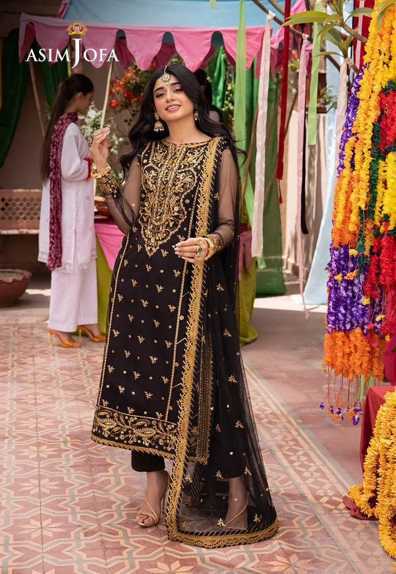 Asim Jofa Pyaar Diyan Gallan Formals Black Net – view 3 – Poshaq