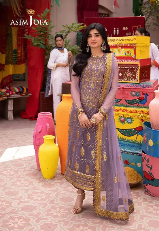 Asim Jofa Pyaar Diyan Gallan Formals Purple Net – view 1 – Poshaq