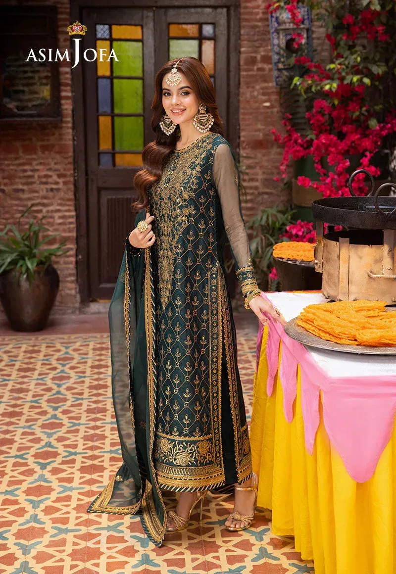 Asim Jofa Pyaar Diyan Gallan Formals Bottle Green Organza – view 5 – Poshaq