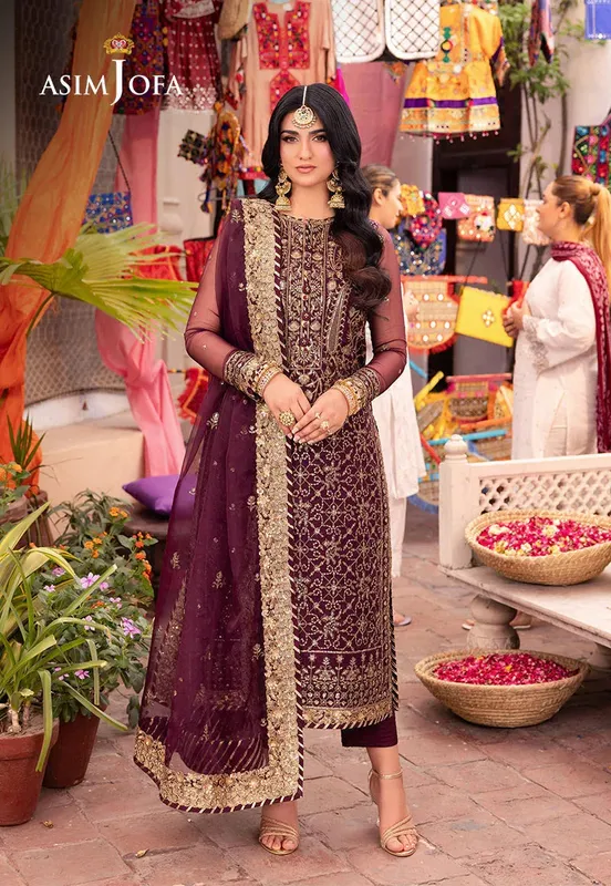 Asim Jofa Pyaar Diyan Gallan Formals Purple Organza – view 1 – Poshaq