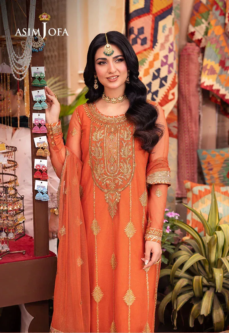 Asim Jofa Pyaar Diyan Gallan Formals Orange Net – view 3 – Poshaq