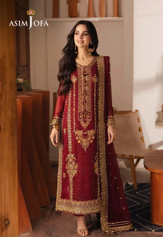 Asim Jofa Heeriye Gold Chiffon – view 1 – Poshaq
