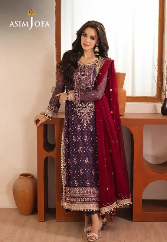 Asim Jofa Heeriye Lavender Chiffon – view 1 – Poshaq