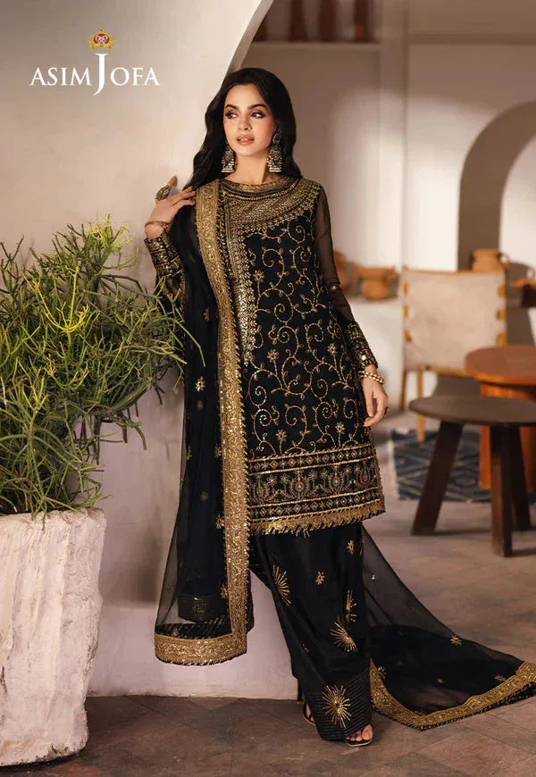 Asim Jofa Heeriye Black Organza – view 3 – Poshaq