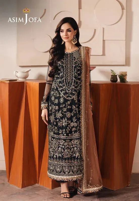 Asim Jofa Heeriye Black Organza – view 1 – Poshaq