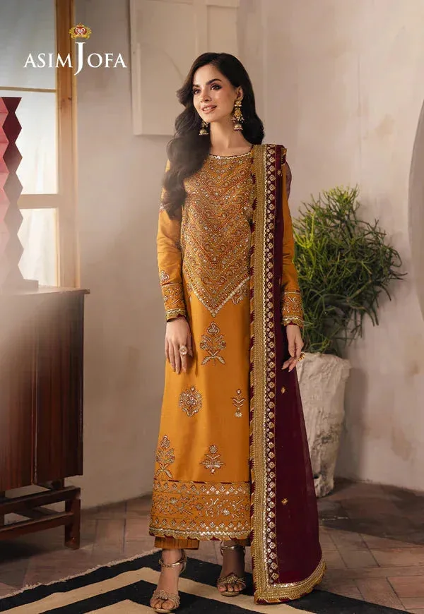 Asim Jofa Heeriye Mustard Chiffon – view 1 – Poshaq