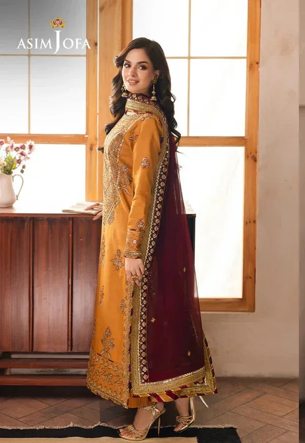 Asim Jofa Heeriye Mustard Chiffon – view 3 – Poshaq