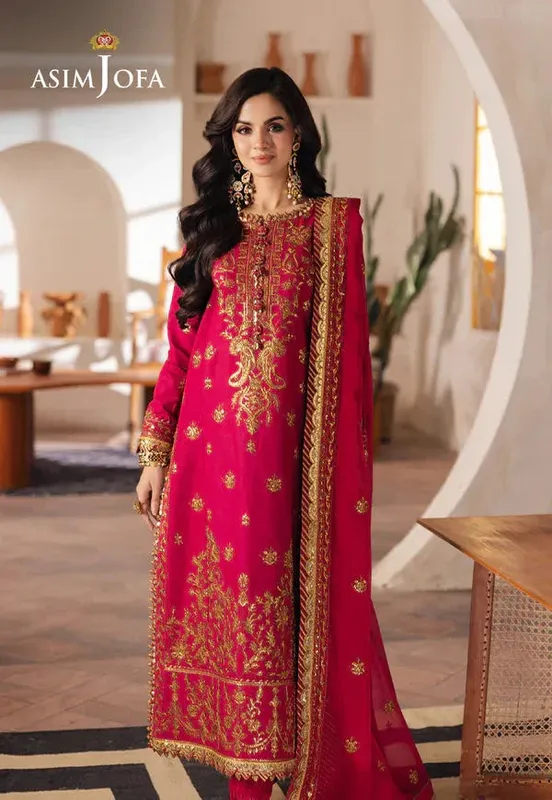Asim Jofa Heeriye Magenta Chiffon – view 1 – Poshaq