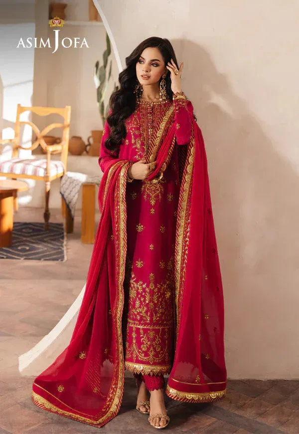 Asim Jofa Heeriye Magenta Chiffon – view 4 – Poshaq
