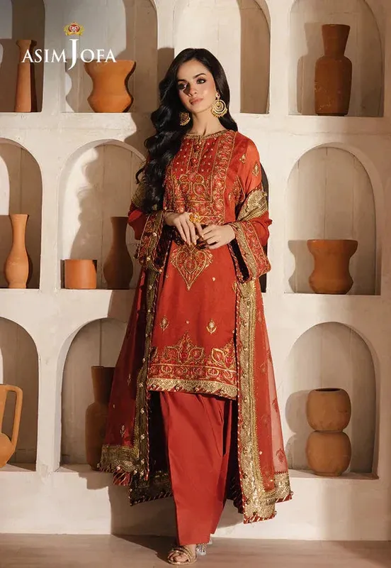 Asim Jofa Heeriye Magenta Chiffon – view 1 – Poshaq