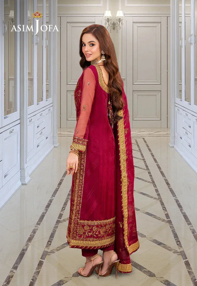 Asim Jofa festive luxe Red Organza – view 2 – Poshaq
