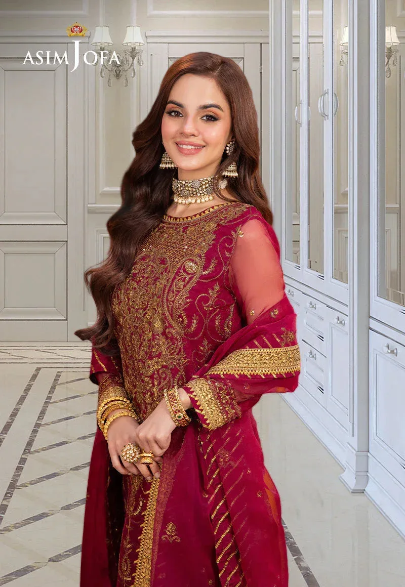 Asim Jofa festive luxe Red Organza – view 3 – Poshaq
