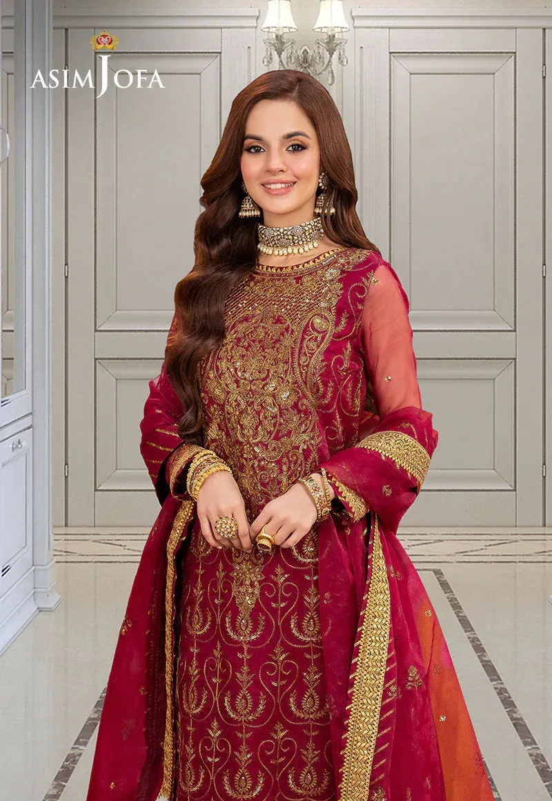 Asim Jofa festive luxe Red Organza – view 4 – Poshaq