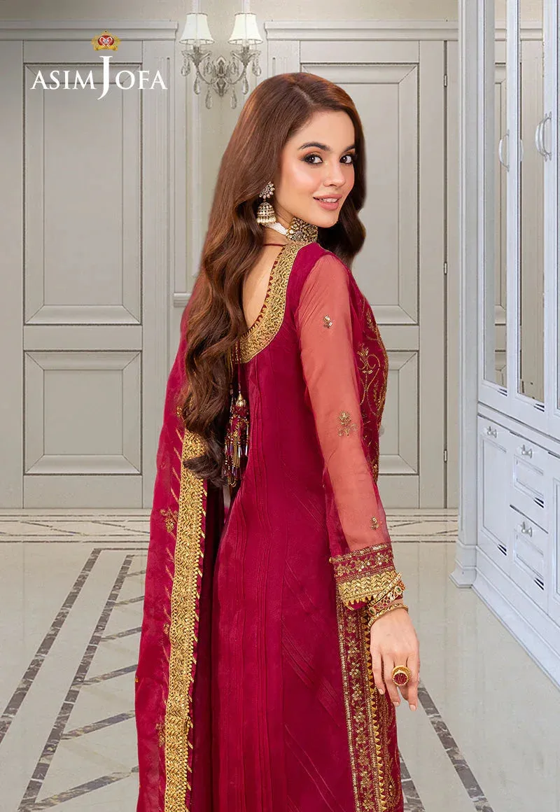 Asim Jofa festive luxe Red Organza – view 5 – Poshaq